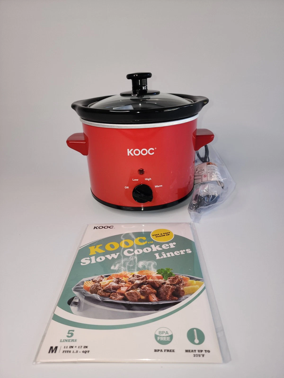 KOOC Small Slow Cooker, 2-Quart, Free Liners Included for Easy Clean-up, Upgrade