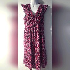 J. Crew Pink Floral Frilly V-Neck Dress - Size 8