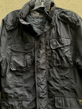 SCOTCH  SODA Cargo Utility Jacket MED Black -Hidden Hood- Pockets Lightweight