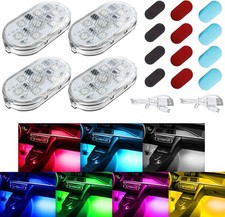 4PCS Wireless LED Lights for Car, 7 Colors Magnetic Auto Interior Light with Bri