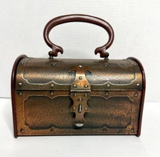 Copper Purse/Treasure Chest Velvet Lined Mid-Century Modern Made in Japan Home