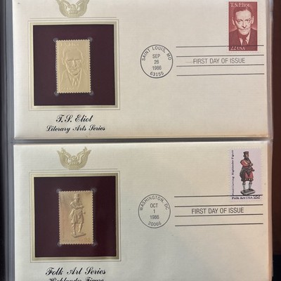 2 Golden Replicas United States Stamp 1986 Stamp Coll. Amer. Philatelic Soc.