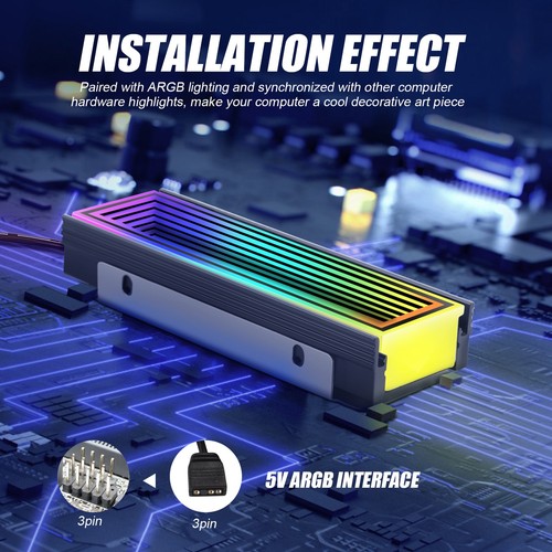 2X(5V ARGB Sync Computer 2280 SSD M2 Radiator PC RGB M.2 Nvme KüHlköRper So3594 - Photo 6/7