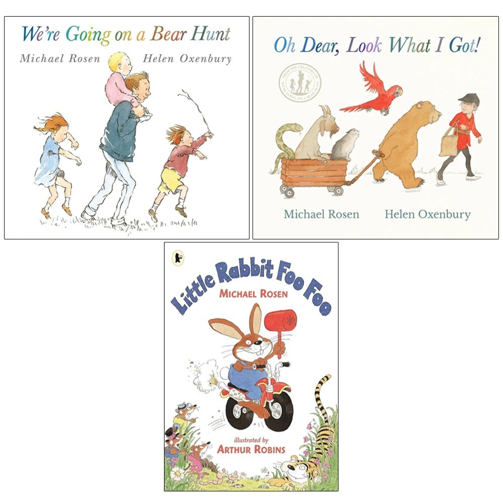 Michael Rosen Collection 3 Books Set We're Going on a Bear hunt,Little Rabbit Fo