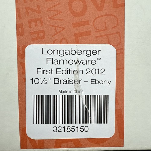 Longaberger Flameware Pottery 10 1/2” Braiser For Cooking And Serving Ebony - Picture 9 of 9