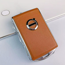 Brown Leather Key Remote Control Case Fob Shell Cover For Volvo Xc90 S90 Xc60
