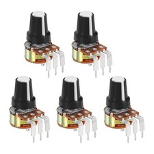 5 Pcs Black White 5K Ohm Rotary Potentiometer WH148 3 Pin Variable Resistor