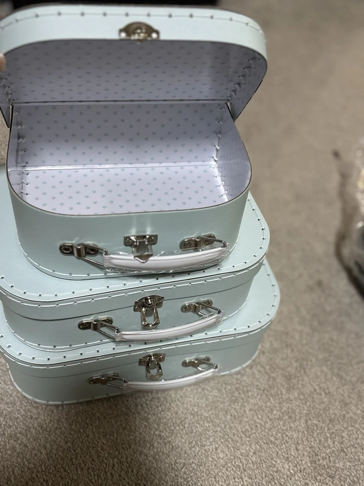 Maleta Joyero Cartón Vintage - Juego de 3 Equipajes Decorativos Vintage - Foto 3 de 4