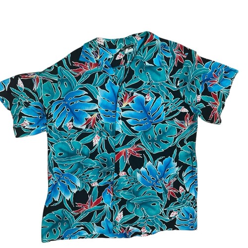HILO HATTIE Vintage Hawaiihemd hell türkis Knopfleiste Monstera tropisch Gr. 3XL - Bild 2 von 13