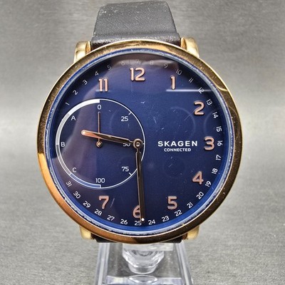 Skagen Connected Watch Men 42mm Blue Dial Rose Gold Tone Round SKT1103 New Batt