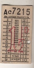 Bus / Tram ticket : London Transport TB 1&frac12;d Rtes 521 621 609626 628 630 645 660