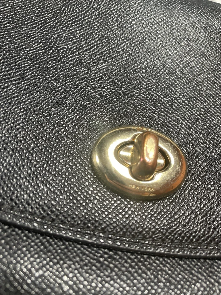 Coach Black Crossgrain Leather Turnlock Crossbody Satchel Gold Hardware - Image 2 of 4