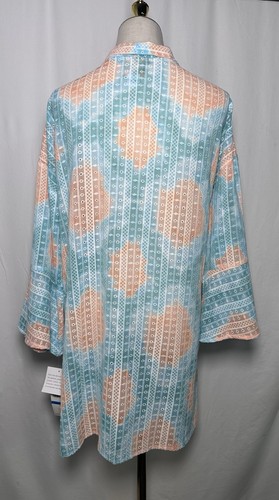 Ruby Rd Cardigan Open Front Size 1X 3/4 Sleeve Embroidered Blue Peach $69 - 第 9/14 張圖片