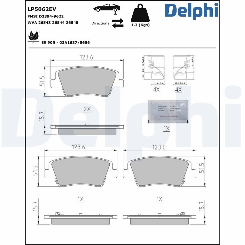 Für DELPHI LP5062EV EV BRAKE PAD AXLE SET - Bild 6