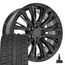 84638161 Gloss Black 20 Inch Wheels 27555r20 Tires Fit Cadillac Gmc Chevy