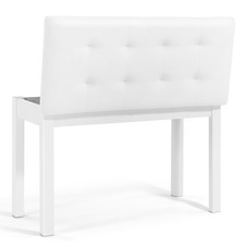 White Duet Piano Keyboard Bench Wooden Vanity Stool with Storage Padded Cushion
