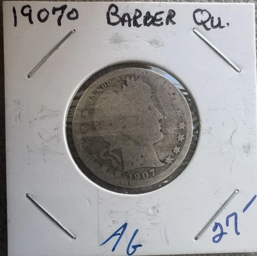 RARE 1907-O Barber 25 Cent Quarter 90% Silver Better Date Coin Collector