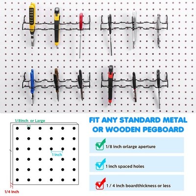Hanaive 4-Piece Pegboard Pliers Holder Rack - Steel, Holds 11 Pliers Each, Silver, 10" Length - View #2