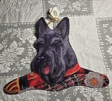 Annie Rhinehart Stupell Johnston VTG wood Terrier Schnauzer dog clothes hanger