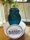 Blenko Glass Cryptid 2423C - Mothman - Cerulean