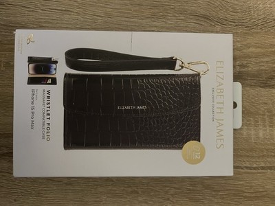 Elizabeth James Folio MagSafe Wristlet Case for iPhone 15 Pro Max Black