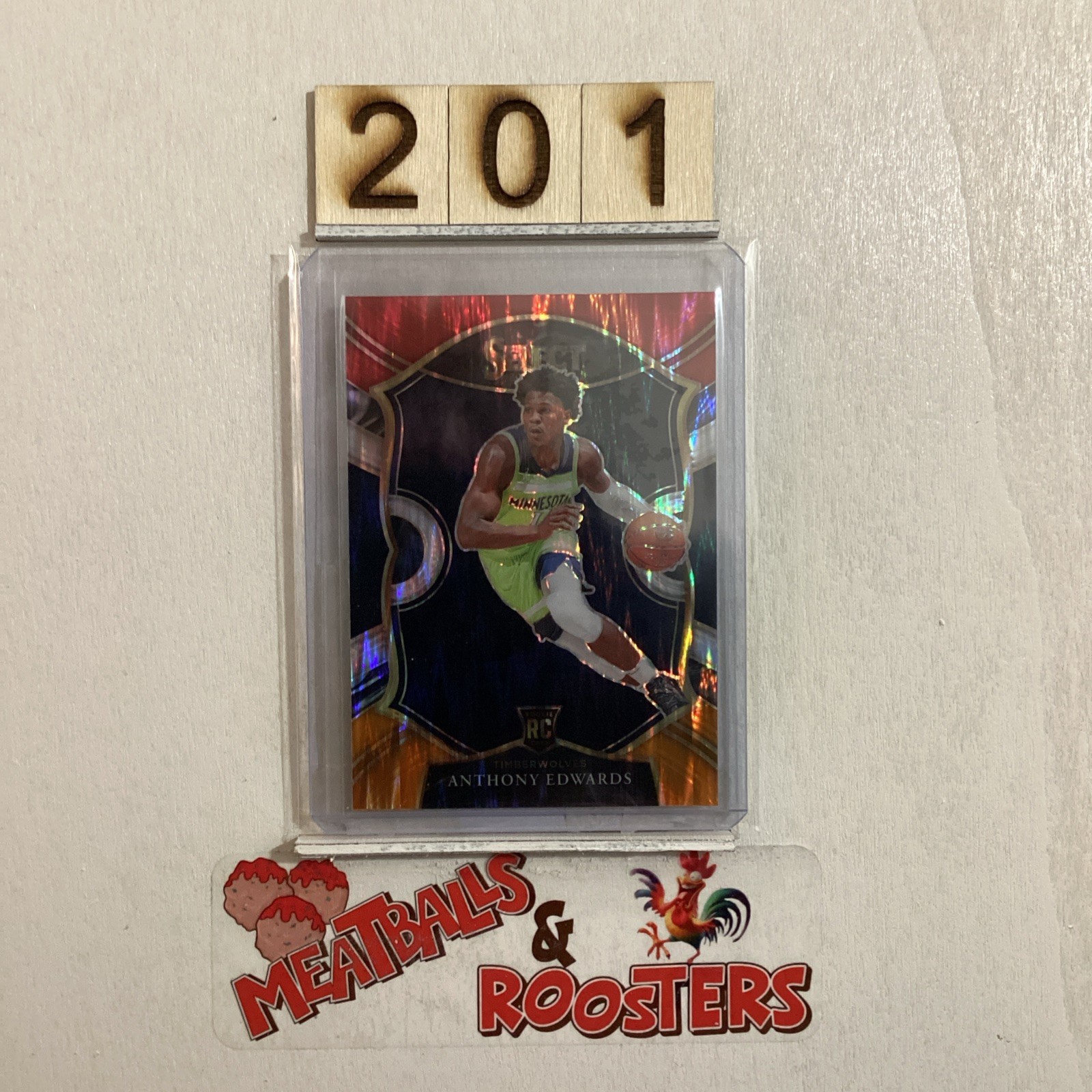 2020-21 Panini Select Anthony Edwards #61 Rookie Red White Orange Shimmer