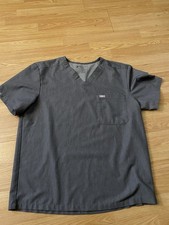 FIGS Technical Collection Scrub Top Womens XL Gray V-Neck Nurse Workwear Pocket