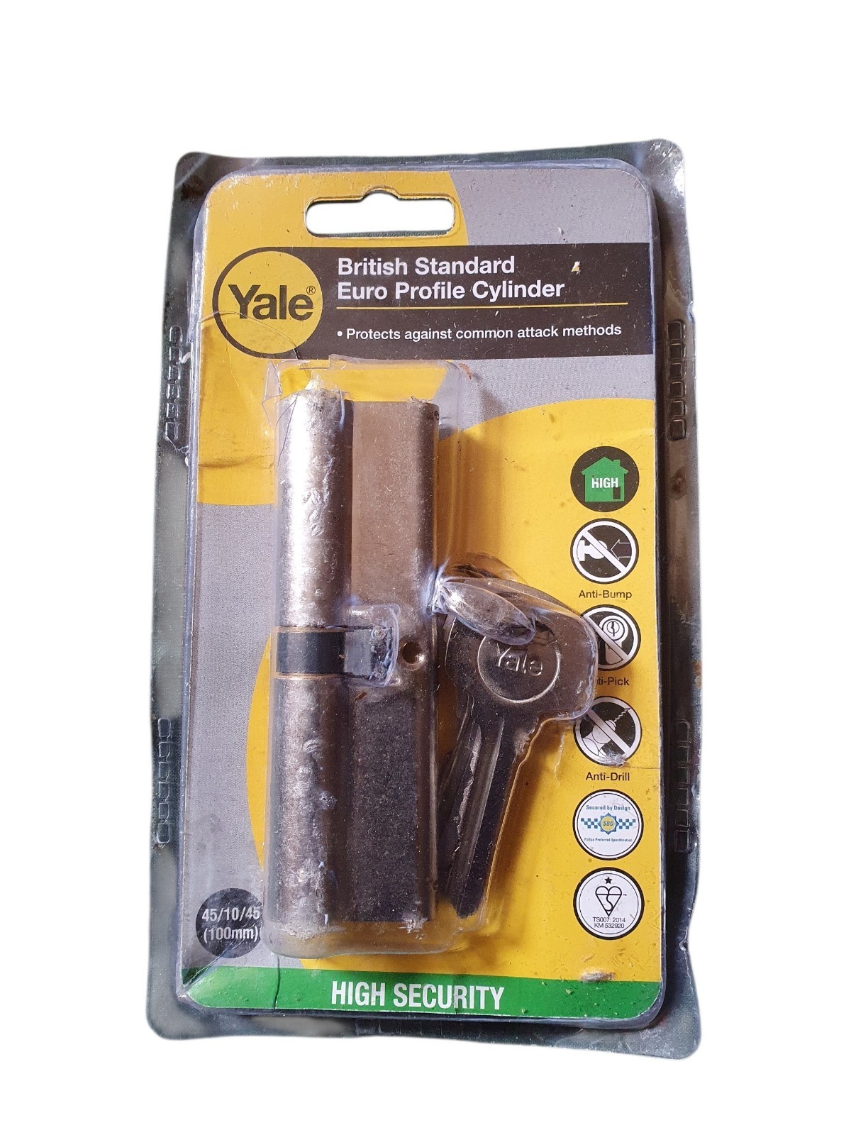 Yale British Standard Euro Profile Cylinder 45/10/45 High Security