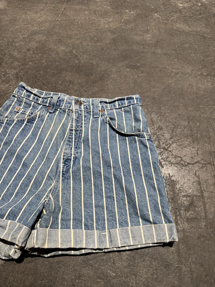 复古 Levis 954 高腰牛仔裤短裤橙色标签 9 码条纹 90 年代 — 第 3/4 张图片