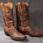 Black Jack El Patron Mahogany & Black Hand Tooled Boots #HT129, Men’s 9 D — photo 4