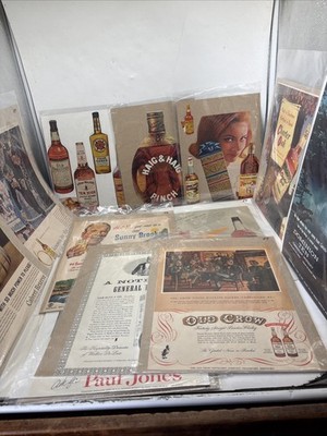 Lot Of 48 Vintage 1950s Liquor Paper magazine ads  Whiskey Bourbon More