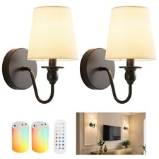 Battery Operated Wall Sconce Set of 2,Wireless Wall Sconces with 10000 mAh,RG...
