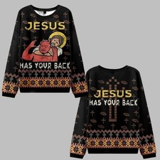2025 Christmas Jesus has Your Back Ugly Christmas Sweater , 2025 Christmas