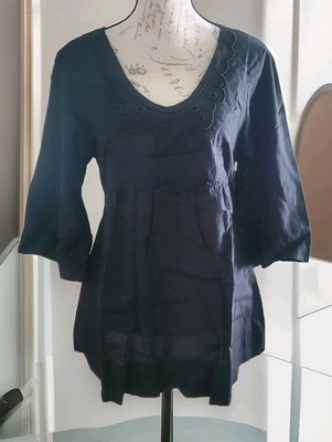 H&M MAMA Black Beaded  Maternity Tunic  Blouse Women's M NEW