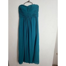 Davids Bridal Teal Blue Strapless Chiffon Pleated Bridesmaid Formal Dress Gown
