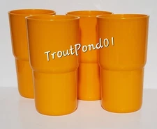 Tupperware TableTop Stacking Tumblers 12 ounce Solid Color Papaya Orange New