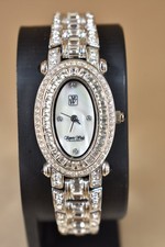 Victoria Wieck Beverly Hills Women's Crystal Oval Quartz Watch Mother of Pearl