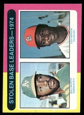 1975 Topps 1974 Stolen Base Leaders Bill North / Lou Brock LL #309