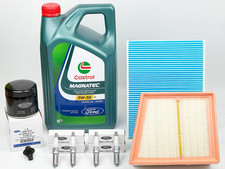 Genuine Oil Air Cabin Filter Spark Plug Set 4 Castrol 5W30 5L Ford Fiesta Petrol