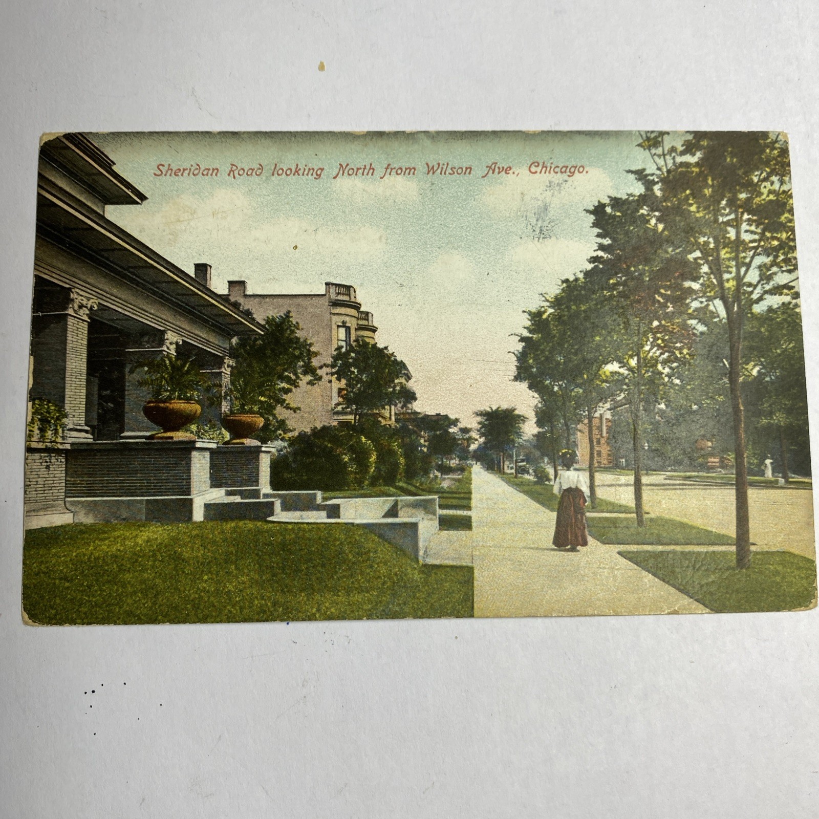 Postcard Sheridan Road Looking North From Wilson Ave. Chicago ill.