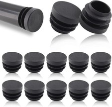 12 Pack 1 Inch Plastic Plugs, Black Round End Caps, Pipe Tubing End Cap for