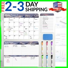 Dry Erase Magnetic Calendar for Refrigerator 3 Pack - Monthly Weekly Dail...