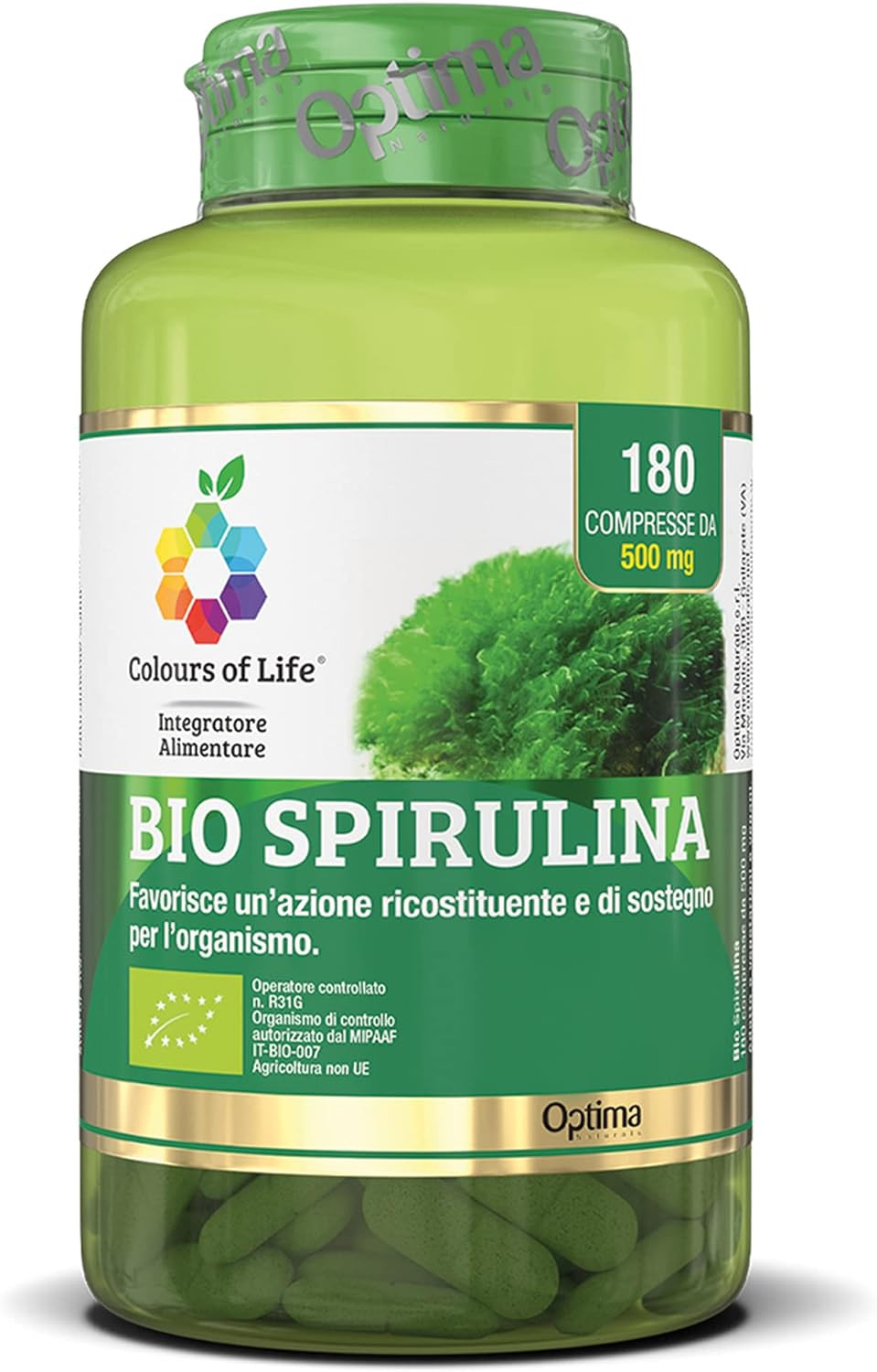 Integratore Spirulina Biologica 180 CPR - Ricostituente Naturale Bio