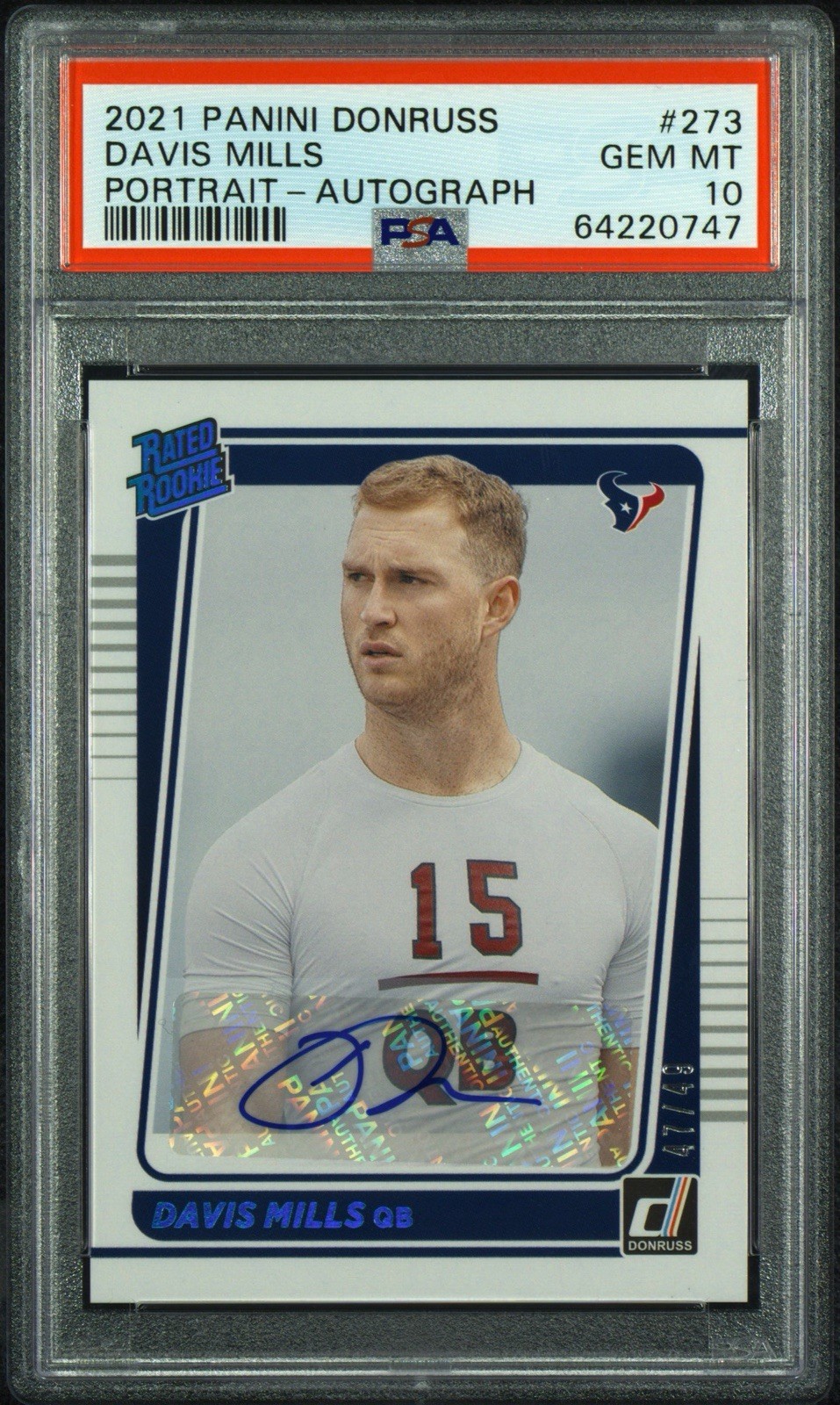 Davis Mills Panini Donruss #273 Portrait-Autograph