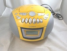 Sony CFD-E75 Yellow Portable AM/FM CD Cassette Radio Boombox Retro Y2K No Remote