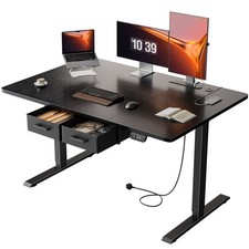 Electric Standing Desk with 2 Drawers, Sit Stand Up Desk with Outlets,Black