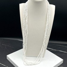 Vintage 90s Gold Tone White Puka Chip Plastic Necklace Women's Classic Jewelry
