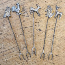 Vintage Mid Century Mexican Silver Metal Cocktail Sticks X 5