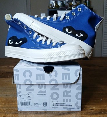 New Converse Chuck Taylor Hi x CDG Comme Des Garcons PLAY Blue Size US 9