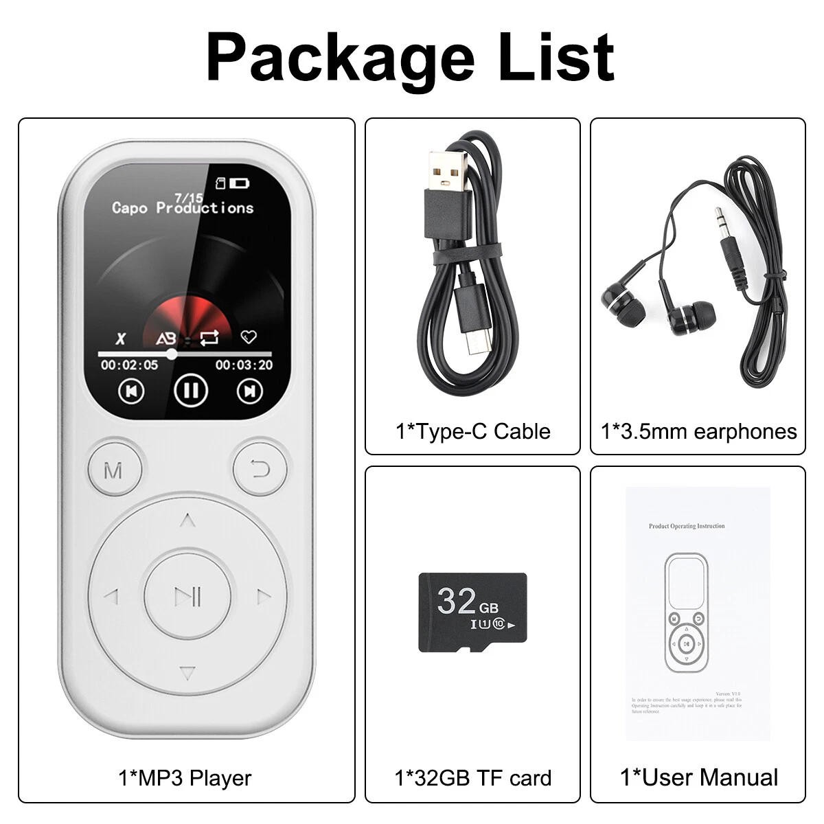 Supports Ape/flac Bluetooth 5.4 1.8" Hd Screen Fm Radio Recorder
